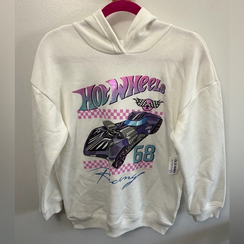 🔥NWT Old Navy White Hot Wheels Hoodie🔥